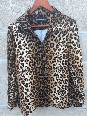 Vintage Westbound Leopard Print Zip-Up Jacket in Brown and Black